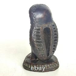 Bronze Owl Sculpture African Art Lost Wax West Africa