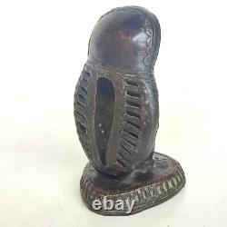 Bronze Owl Sculpture African Art Lost Wax West Africa