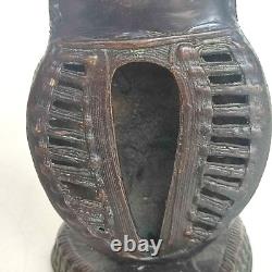 Bronze Owl Sculpture African Art Lost Wax West Africa