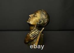 Bronze Patinated Bust Signed M. Le Verrier Art Deco