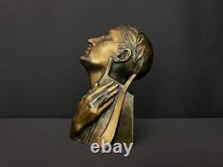 Bronze Patinated Bust Signed M. Le Verrier Art Deco