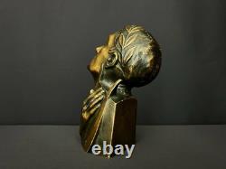 Bronze Patinated Bust Signed M. Le Verrier Art Deco
