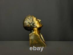 Bronze Patinated Bust Signed M. Le Verrier Art Deco