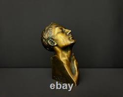 Bronze Patinated Bust Signed M. Le Verrier Art Deco