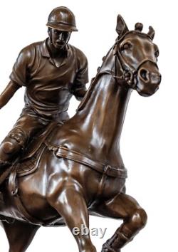 Bronze Polo Player Statue Sculpture Figurine 33cm