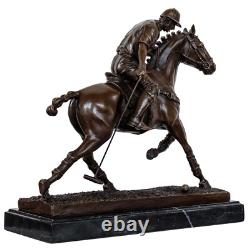 Bronze Polo Player Statue Sculpture Figurine 33cm