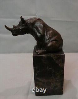 Bronze Rhinoceros Statue Sculpture in Animalier Style Art Deco and Art Nouveau Style