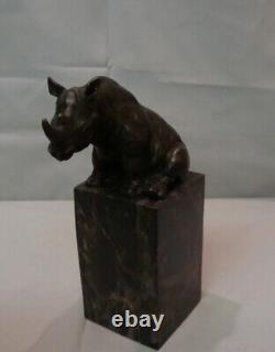 Bronze Rhinoceros Statue Sculpture in Animalier Style Art Deco and Art Nouveau Style