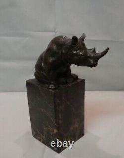 Bronze Rhinoceros Statue Sculpture in Animalier Style Art Deco and Art Nouveau Style