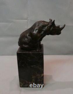 Bronze Rhinoceros Statue Sculpture in Animalier Style Art Deco and Art Nouveau Style