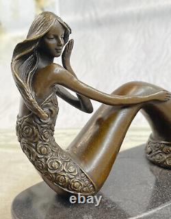 Bronze Sculpture Abstract Modern Art Mermaid Detailed Figurine