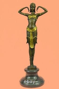 Bronze Sculpture After Chiparus Painted Art Deco Female Dress Decorative Signed