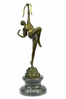 Bronze Sculpture Art Deco Chair Diana Huntress Mythical Figurine Cast Iron