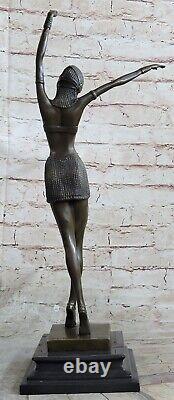 Bronze Sculpture Art Deco Dancer Statue, Signed D. H. Fonte Figure