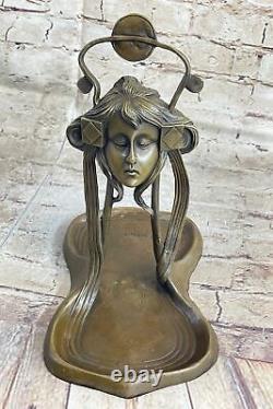 Bronze Sculpture Art Deco Desk New Metal Woman Jewelry Flat Figurine