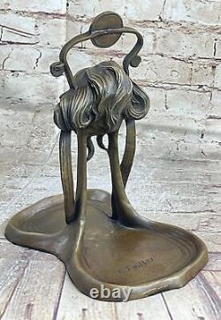 Bronze Sculpture Art Deco New Metal Woman Jewelry Flat Figurine