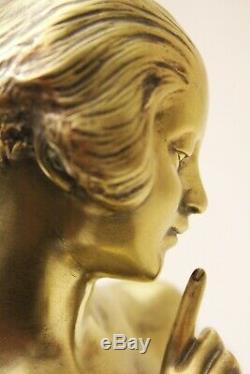 Bronze Sculpture Art Deco Nude Dog Rich Louis (1877-1949) 33 × 15 × 59 CM