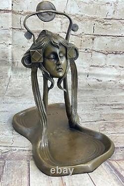 Bronze Sculpture Art Deco Office New Metal Woman Jewellery Flat Figurine