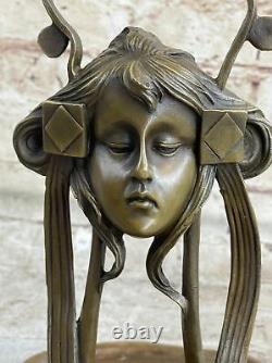 Bronze Sculpture Art Deco Office New Metal Woman Jewellery Flat Figurine