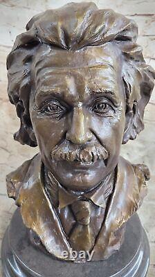 Bronze Sculpture Art Deco Original Classic Work Albert Einstein Bust Figure