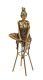 Bronze Sculpture Art Deco Semi-nude Woman On Stool After Pierre Collinet