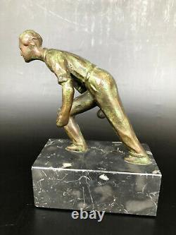 Bronze Sculpture Art Deco Trophee Petanque Bouliste 20th