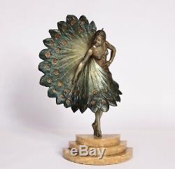 Bronze Sculpture Art Deco Woman Dancer Statuette In 1930 Signed Luce