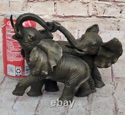 Bronze Sculpture Art Marble Elephant Safari Statue Animal Figurine