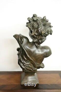 Bronze Sculpture Art Nouveau Bust Of A Girl