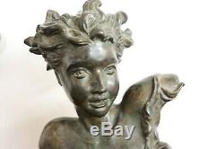 Bronze Sculpture Art Nouveau Bust Of A Girl