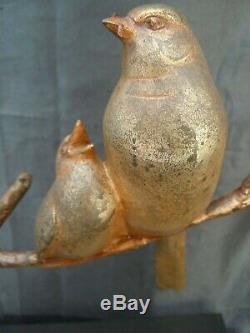 Bronze Sculpture Bird Sparrows On Branches Becquerel Bronze Art Deco 1930
