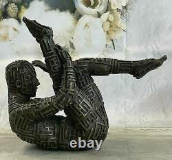 Bronze Sculpture By Dali Surrealist Abstract Modern Art Yoga Male Figurine