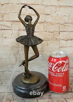 Bronze Sculpture By French Artist Miguel Lopez Dancer Ballerine Office Art