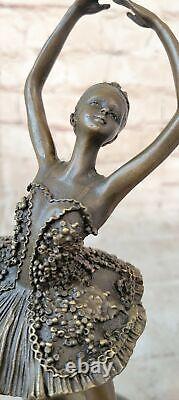 Bronze Sculpture By French Artist Miguel Lopez Dancer Ballerine Office Art