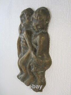 Bronze Sculpture Characters Low Relief 6 Kg/art Brut/cabinet Of Curiosites