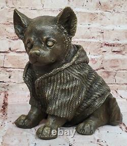 Bronze Sculpture Chihuahua Dog Art Deco Figurine by Milo Gift