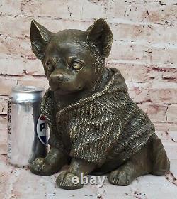 Bronze Sculpture Chihuahua Dog Art Deco Figurine by Milo Gift