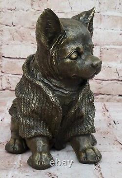 Bronze Sculpture Chihuahua Dog Art Deco Figurine by Milo Gift