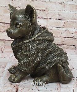 Bronze Sculpture Chihuahua Dog Art Deco Figurine by Milo Gift