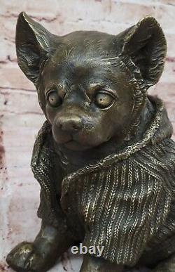 Bronze Sculpture Chihuahua Dog Art Deco Figurine by Milo Gift