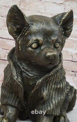 Bronze Sculpture Chihuahua Dog Art Deco Figurine by Milo Gift