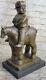 Bronze Sculpture Chubby Man On Horse Figurine Signed Botero Art