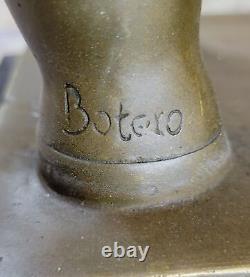 Bronze Sculpture Chubby Man on Horse Figurine Signed Botero Art