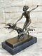 Bronze Sculpture Collectible Art Nouveau Signed Nude Diane The Huntress