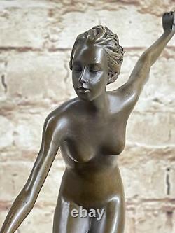 Bronze Sculpture Collectible Art Nouveau Signed Nude Diane the Huntress