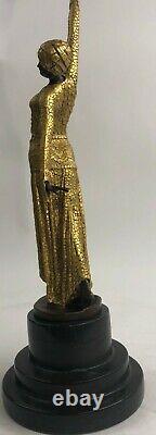 Bronze Sculpture D. H. Art Deco Egyptian Danc Statue Figure