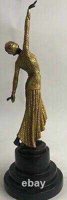Bronze Sculpture D. H. Art Deco Egyptian Danc Statue Figure