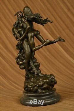 Bronze Sculpture Erotic Art Devil And Naked Femme'lost 'wax Original The Decor