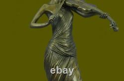 Bronze Sculpture Female Classical Violin Reader Musician Music Lost Wax Art