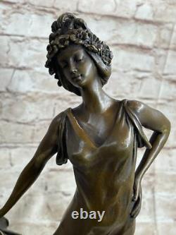 Bronze Sculpture Figurine Woman Bust Patina Art Nouveau Victorian Made In
